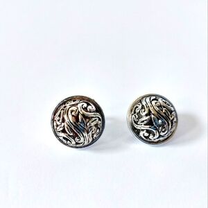 Elegant Silver Tone Scrollwork or Vine-y Clip On/Pierced Earrings‎ (Convertible)